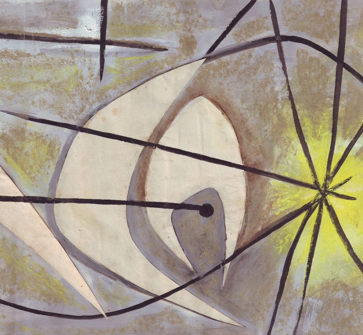 André Borderie, Projet pour un mur en céramique, c. 1950, gouache sur papier et papiers collés, 11x63 cm